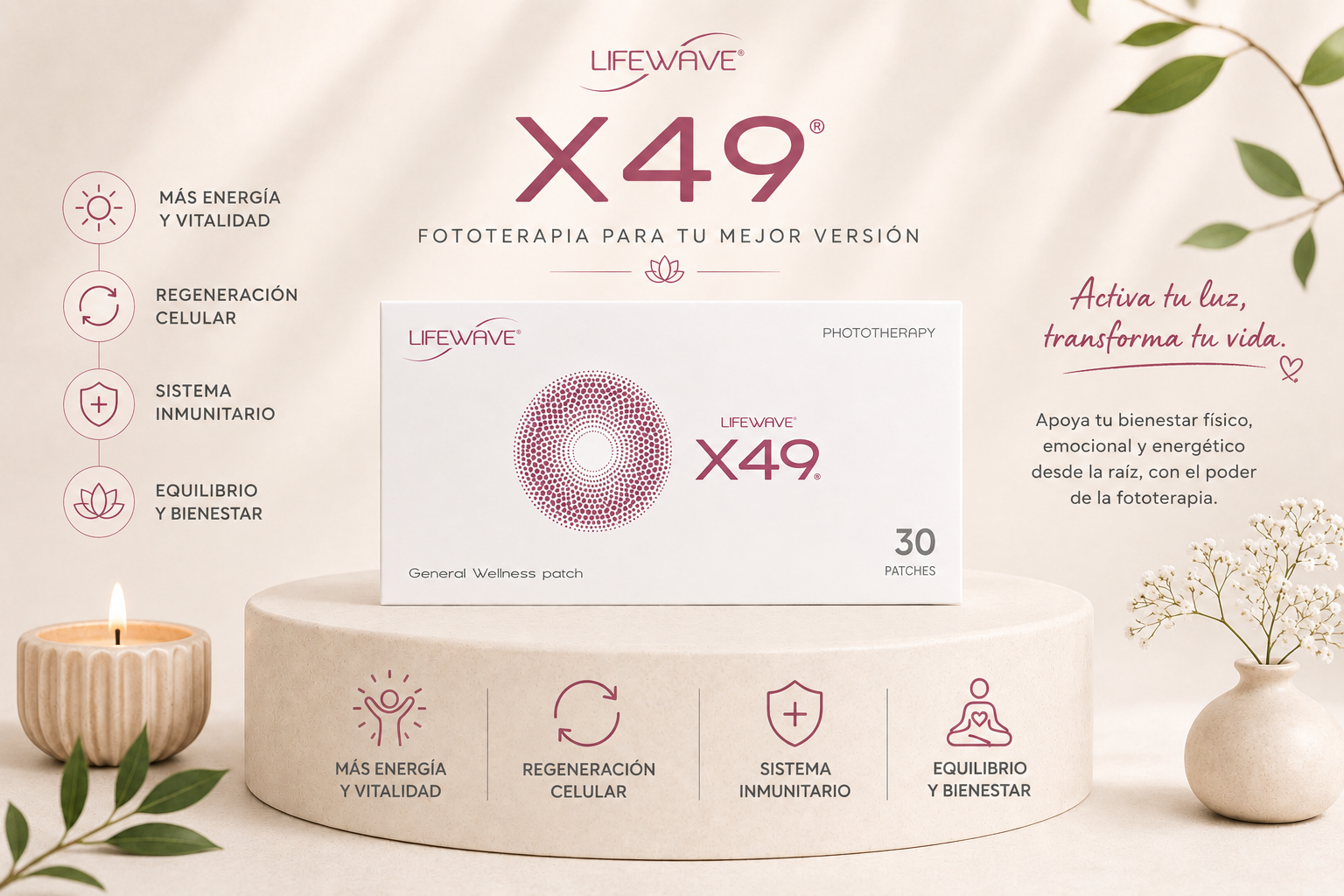 X49® — Parche de Fototerapia para Bienestar Integral
